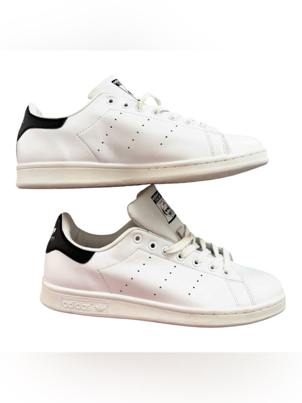 NWOT adidas White Stan Smith Lux Low-Top Sneakers Black Heel SZ 8.5